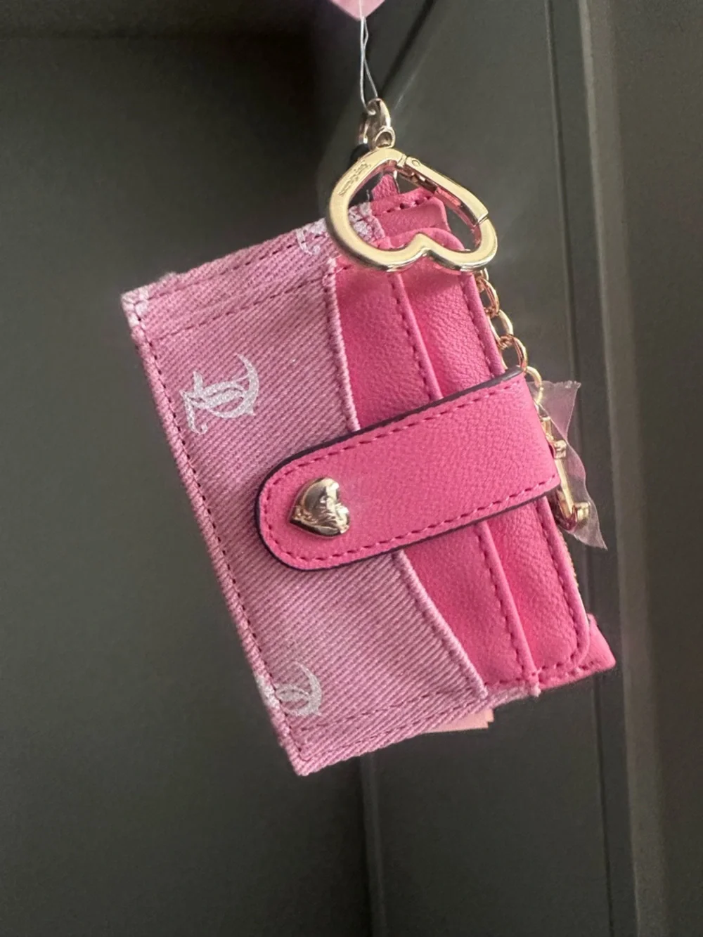 Juicy Couture Pink Two-Tone Heart Accent Shoulder Bag and wallet - Picture 2 of 5